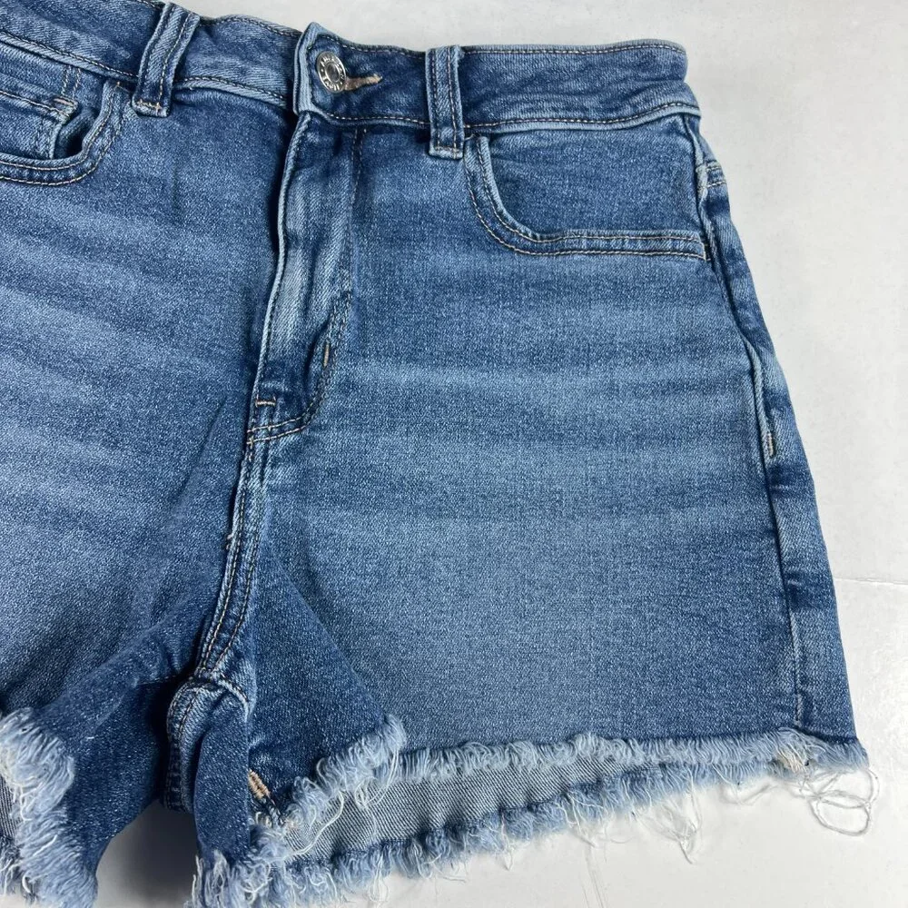 American Eagle Shorts Women's 27* Mom Mid Rise Blue Cut Off Stretch Denim Tag 4